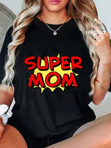 100% Cotton Cartoon Super mom Superhero Mom funny Super Mom T-Shirt