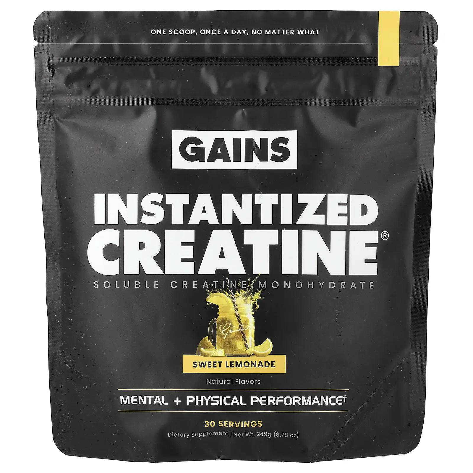 GAINS Instantized Creatine®, Soluble Creatine Monohydrate, Sweet Lemonade, 8.78 oz (249 g)
