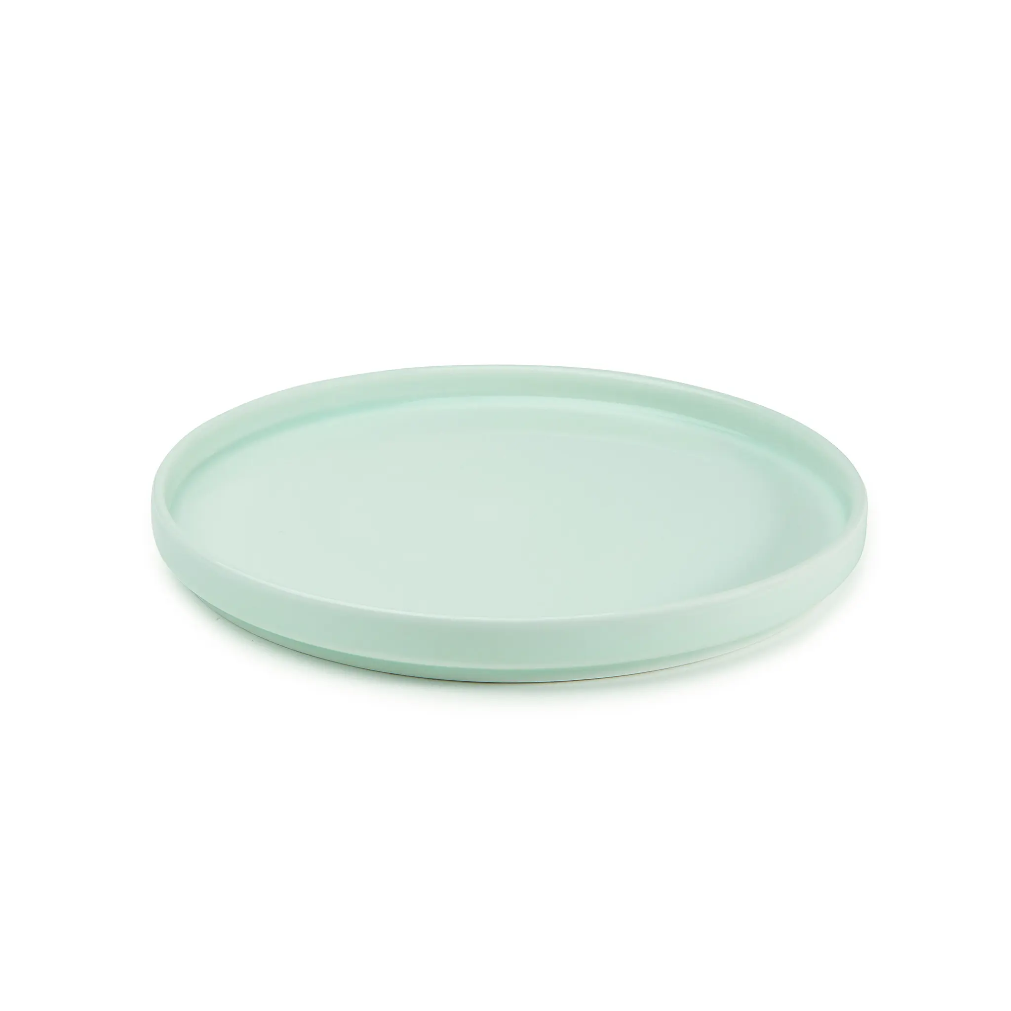 Yoopins Celadon Glazed Porcelain Straight-Sided Modern Dinner Plate, 11", Light Blue-Green Color