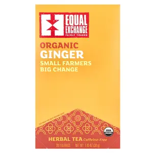 Equal Exchange Organic Ginger, Herbal Tea, Caffeine Free, 20 Tea Bags, 1.05 oz (30 g)