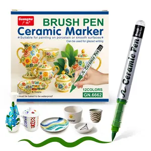 Gn.6662 Soft Tip Ceramic Marker Pen, 12 Colors, Nano Ceramic Powder, High Saturation, Waterproof, DIY Ceramics, Handmade Gifts