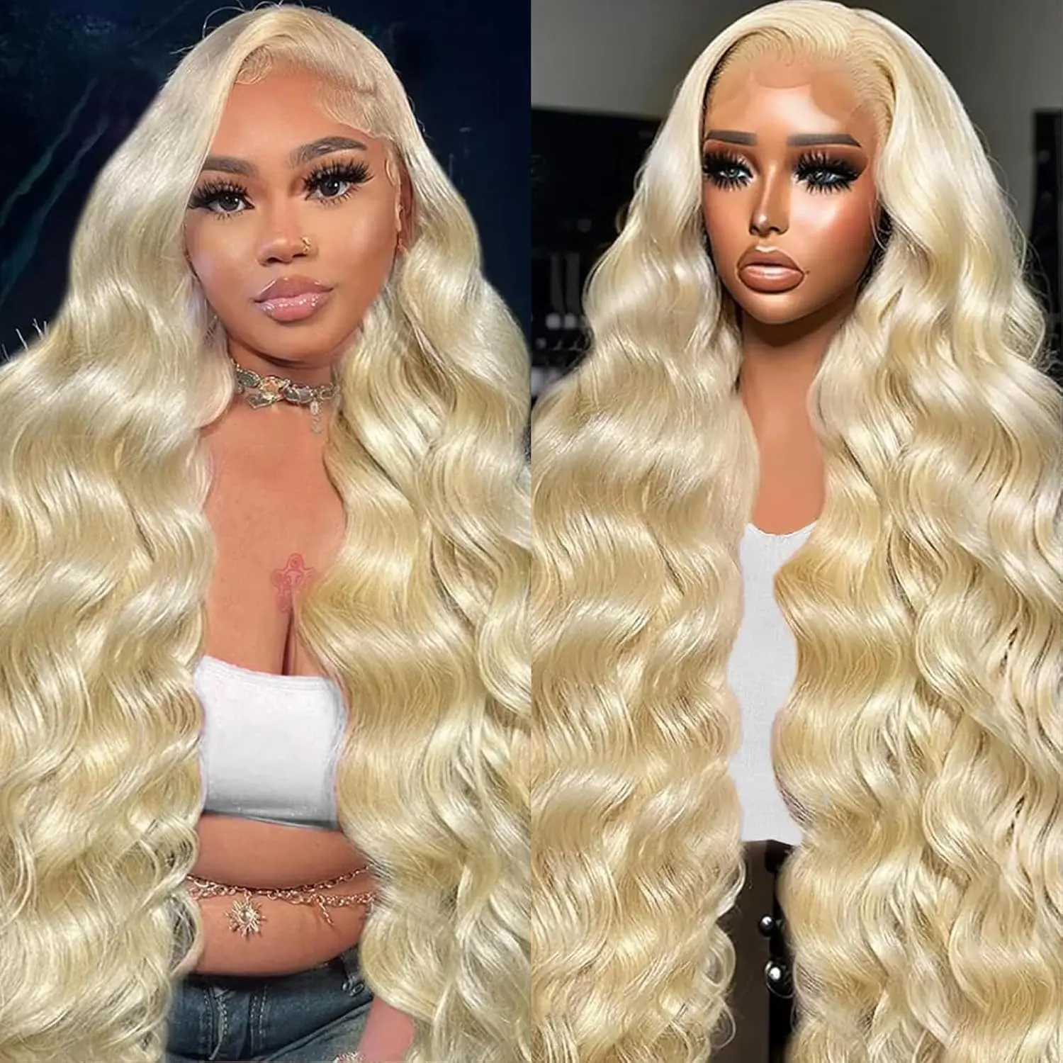 Jewhaut 613 13x4 Lace Front Wig Human Hair Body Wave Blonde Wig Human Hair 613 HD Transparent Lace Frontal Wigs Human Hair Pre Plucked Blonde Human Hair Wig 32 Inch