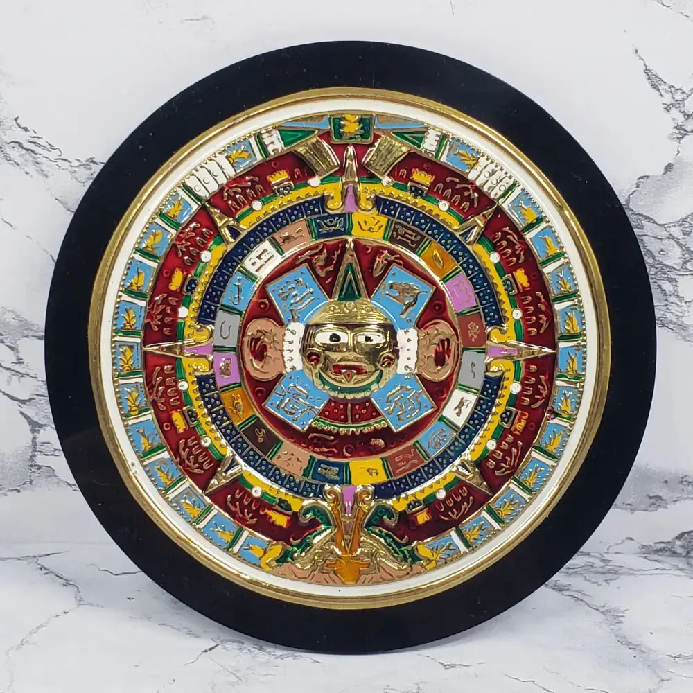 Mayan Calendar Small Enameled Metal Vintage