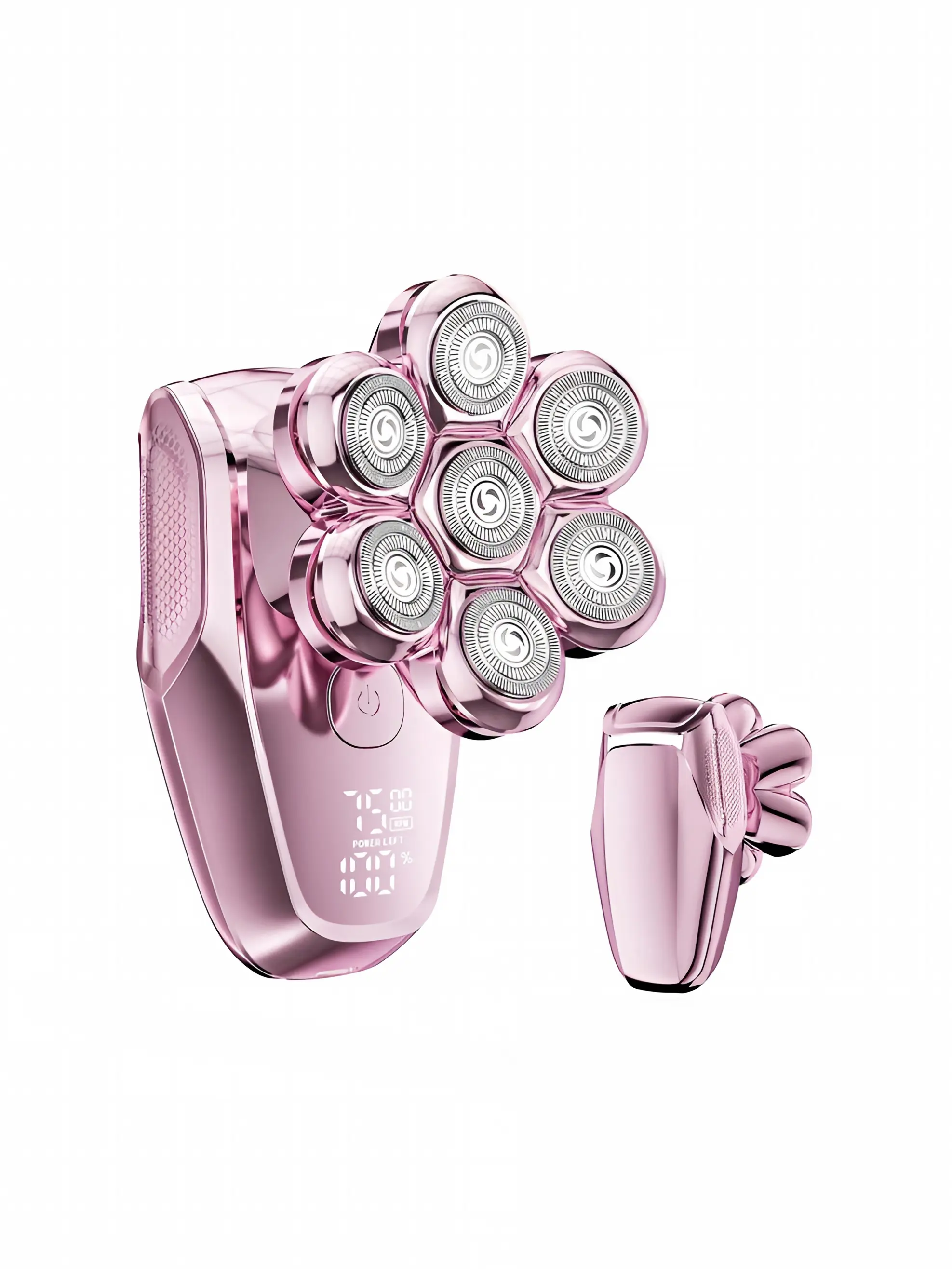Women's Smooth 7D IPX8 Waterproof Wet-Dry Electric Shaver with LED Display, USB-C Fast Charge, Blush Pink (Ideal for Gifting)