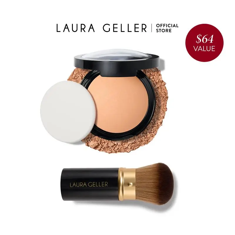 Laura Geller Double Take Baked Essentials Kit (2PC) - Matte Finish - Full Coverage Powder Foundation and Brush Laura Geller Double Take Baked Essentials Kit (2PC) - Matte Finish - Full Coverage Powder Foundation and Brush
