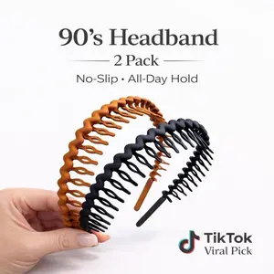 【Mother's Day Special】Unisex 90s Fashion Polycarbonate Headbands (4PCS), Neutral Colors, Plain Casual Zigzag Wavy Vienna Hair Accessory with Teeth Grip, Flexible Non-Slip, Comfortable No-Pinch No-Pressure Fit, Hair Comb, Clean Look