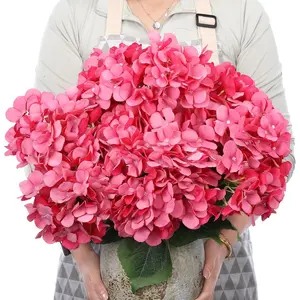 6 Bundles 30 Heads Hydrangea Silk Flowers Large Artificial Hydrangea Flowers Heads with 18.5'' Long Stems Faux Hydrangea Bouquets for Home Table Centerpieces Wedding Party Decoration (Rose Red)