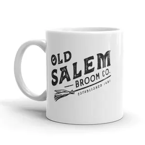 Old Salem Broom Company Coffee Mug Funny Halloween Witch Ceramic Cup - 11oz Funny Coffee Mugs Ceramic Printed Drinkware Cup