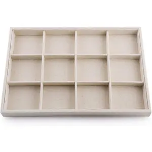 Stackable 12 Girds Jewelry Trays Jewelry Storage Tray Showcase Display Organizer(13.8" X 1.4"X 9.4")