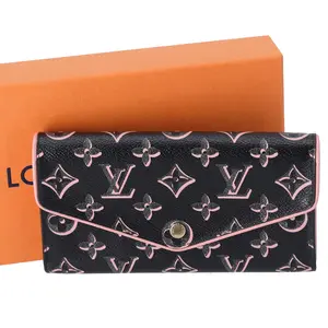 Pre-owned Louis Vuitton Canvas Small Leather Goods Envelope Wallet Black Logo M81477 Fall For You Black Pink