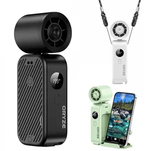 Portable Handheld Turbo Fan with Stand, 5 Gear Wind, 6500mAh Battery Operated, Up to 20 Working Hours, 5 IN 1 Hand Fan Rechargeable for Outdoor Activities Travel Working Summer Travel Must-Haves