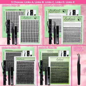 LASHSUN Clusters Lashes Kit with Ultra-Dense, Waterproof, Long-Lasting Lashes | Velure, Fairy, Flora, Muse | Natural Daily, Manga&Wet Look, Manga&Natural Style, Hybrid Volume Look | Beginner-Friendly, Kit with Bond & Seal,Tweezers and Remover