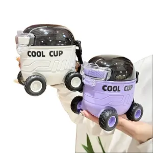 Cute Cartoon Portable Water Cup Leakproof Bounce Lid Straw Plastic Cup Lightweight Outdoor Travel Drinking Cup Fashion Casual Daily Drinkware for Home Camping Sports Use