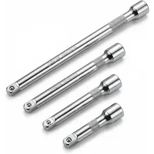 4 count 1/4" Drive Socket Extension Bar Set, 2" / 50mm, 3" / 75mm, 4" / 100mm, 6" / 150mm, CR-V Steel Ratchet Extensions for Automotive & DIY Repair