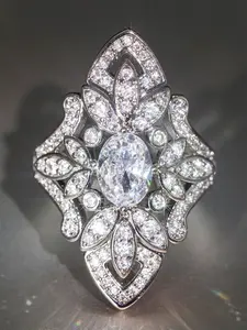 1 PC Gorgeous Cubic Zirconia Heart Cluster Ring For Women For Wedding Engagement Party Jewelry Valentine's Day Gift Cubic Zirconia Rings