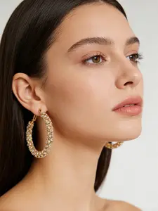 New Granular Silver Circle Earrings With Innovative Design For Women Featuring Rhinestone Round Earrings