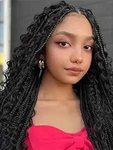 Box Goddess Braid Boho Style Wigs, Full Lace Handmade Hair Set, No Knots Synthetic Wigs, New Technology, Comfortable Fit, Essential for Play & Travel