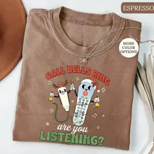 Call Bell Rings Nurse T-Shirt Comfort Color, Christmas Er Nurse Shirt, Gift For Nurse, Christmas Nurse Shirt, Christmas ER Department Tee, Full Colors