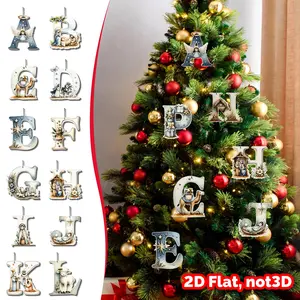Christmas Tree Decoration Letter Pendant, 26 Jesus Birth Angel Letters, PVC Material, Cozy Healing Style Indoor Christmas Decorations