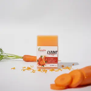 Fausta Natural Carrot Soap 80gr - Formulated with Carrot Oil Glycerin Beta Carotene Vitamin A & Olive Oil for Smooth Soft Skin
