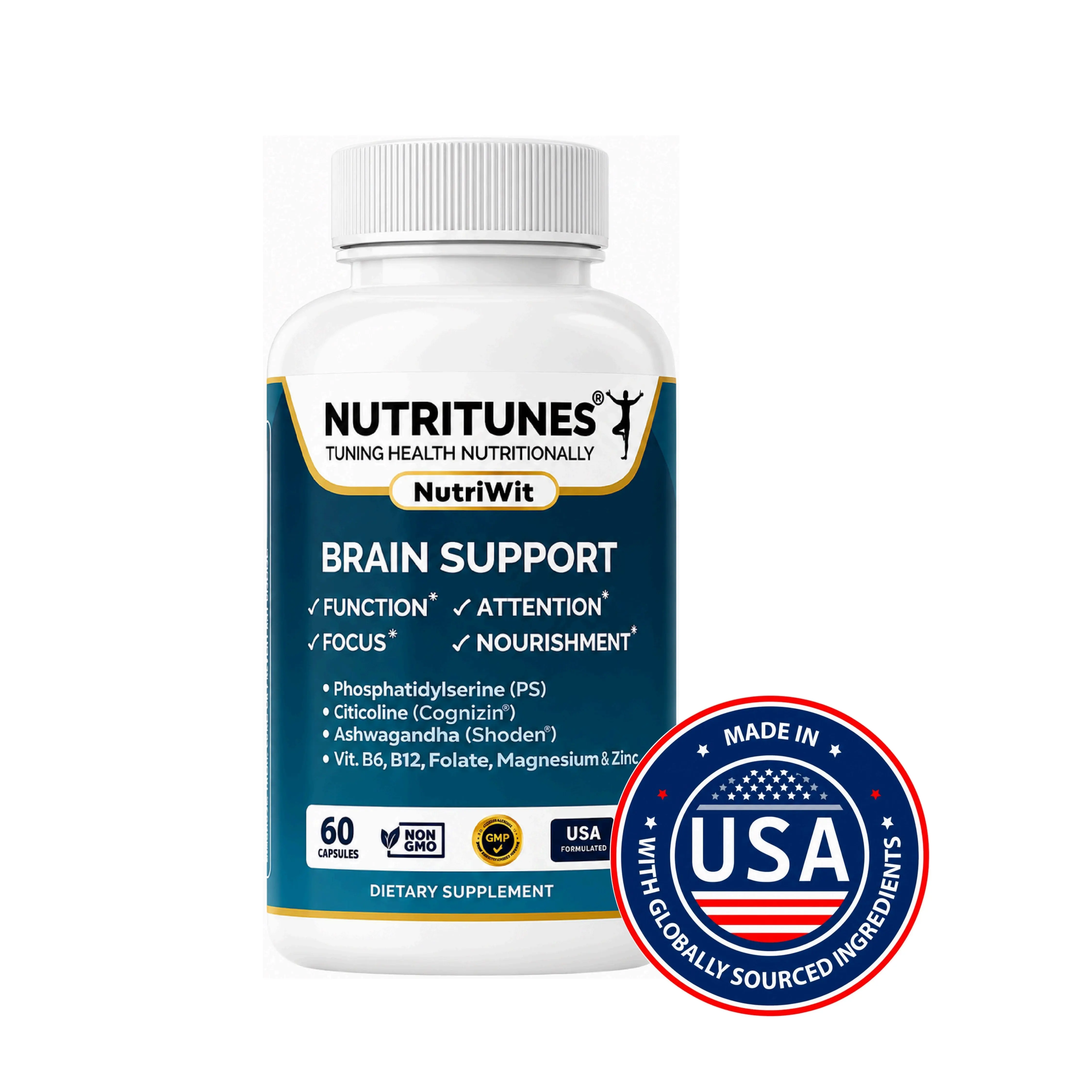 NutriWit - Brain Nourishment, Function, Attention, Focus and Vitality Support