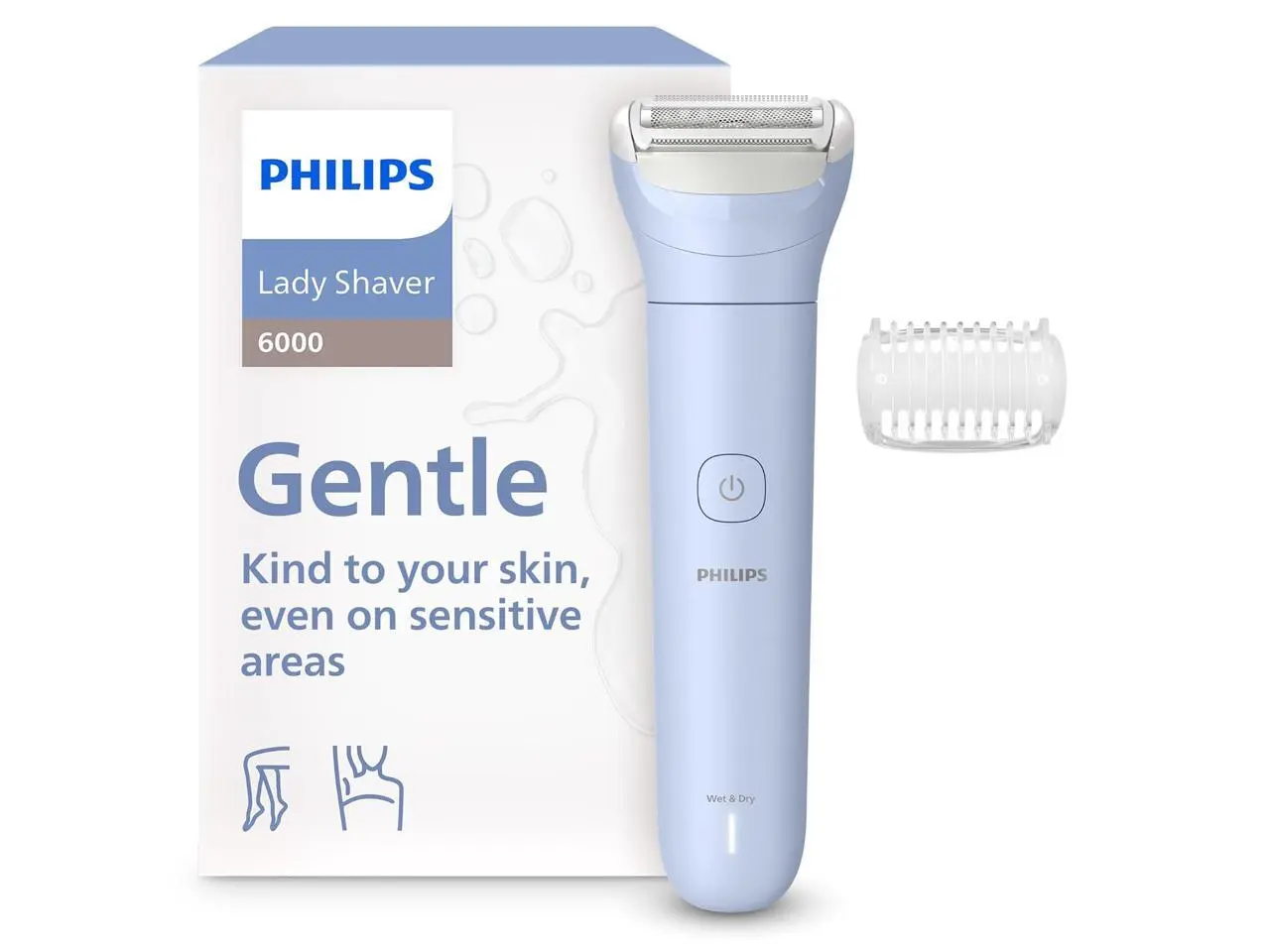 Philips Lady Shaver Series 6000 - Cordless, Wet & Dry Electric Shaver, 3-Blade Shaving System, For Legs & Body, 80 Mins. Runtime, Model BRL127/00