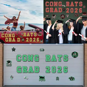 2026 Graduation Magnetic Stickers, Blue Glitter Class of 2026 Car and Refrigerator Decals