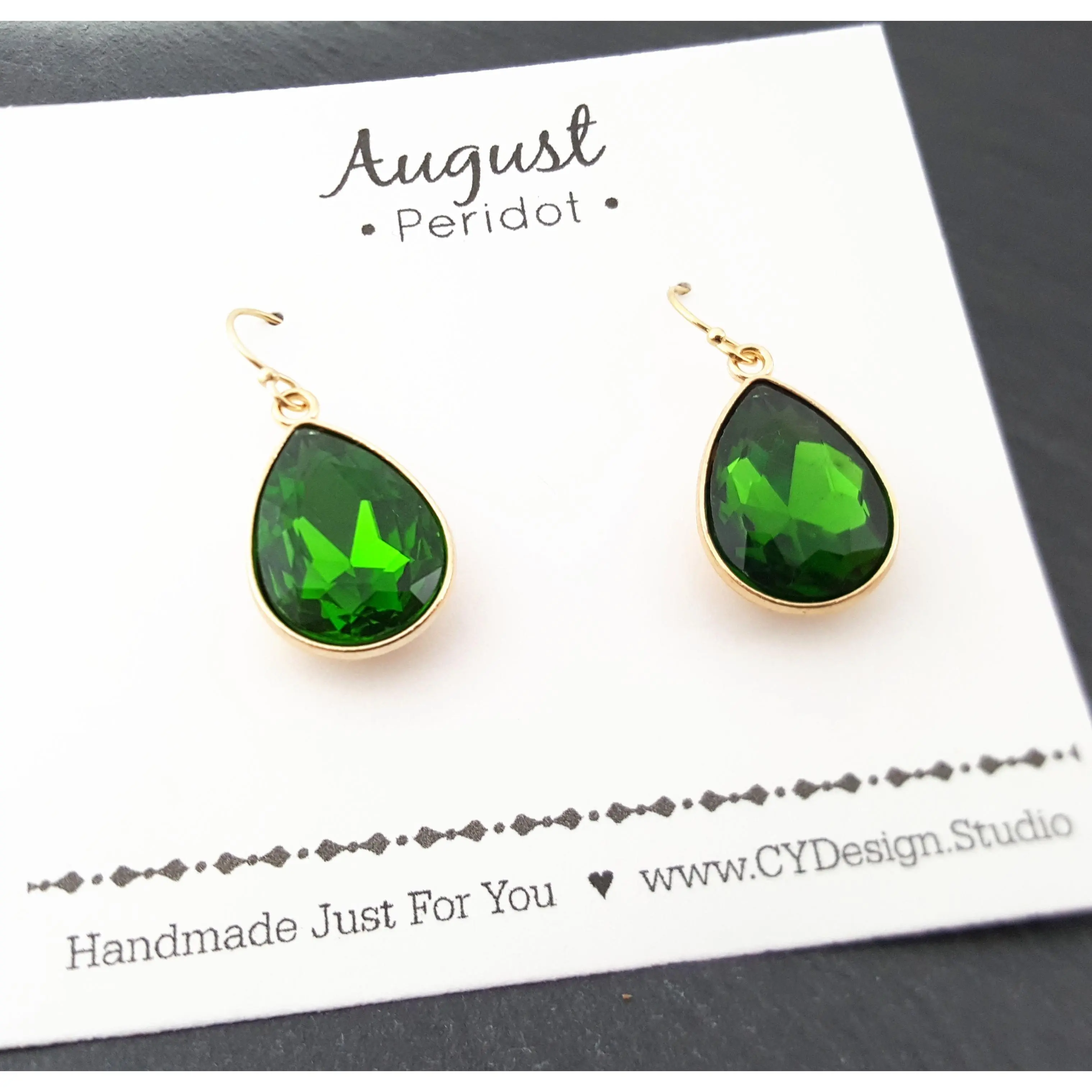 August Birthstone Peridot 14k Gold Filled Earrings