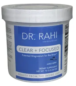 Dr. Rahi MD Clear + Focused Magnesium L-Threonate Powder Supplement for All Ages with Mixed Berry Flavor, Supports Brain Function, Heart and Bone Health, Detoxes Body & Controls Blood Pressure - 150g