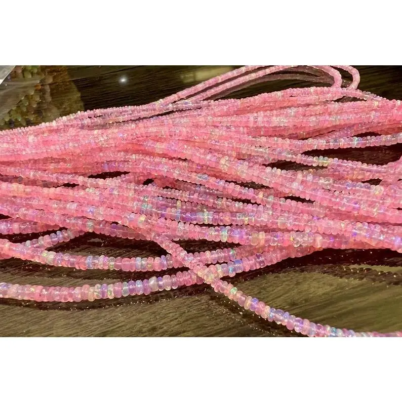 Pink Ethiopian opal fire Opal Welo Opal sweet pink 2-4mm smooth roundel,AAA quality fiery Opal for jewelry making beads 7",14" strand