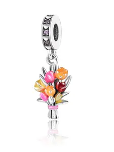 High-Quality Silver-Plated Carnation Pendant, DIY Jewelry Making Kit, Unique Minimalist Design, Perfect for Bracelets and Necklaces