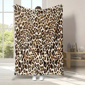 Luxurious Leopard Print Fuzzy Plush Fleece Blanket Soft Anti-Tear Double-Sided Cheetah Pattern All-Season Cozy Throw for Sofa Bed Travel & Gifts Contemporary Home Decor