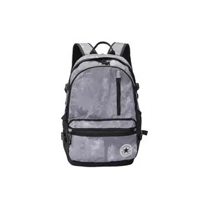 Converse Logo Zipper Backpack, Cute Versatile Fabric-Polyester Blend Travel Backpack for Men and Women, Gray, Cute Versatile Backpack, Travel Backpacks