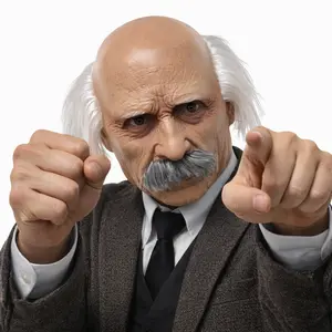 PATYGR Realistic Old Man Mask With Bald Head And Gray Mustache Funny Grandpa Halloween Cosplay Mask