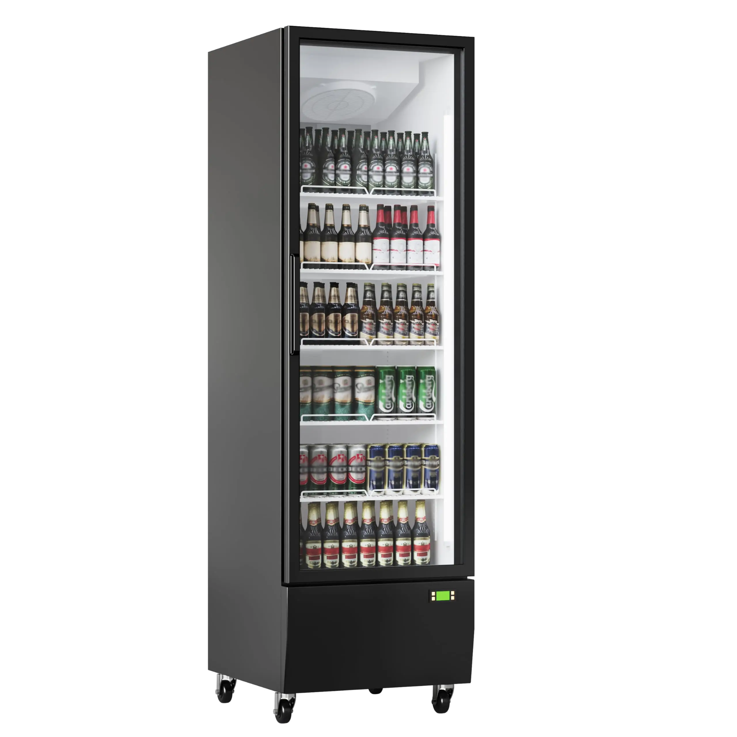 Garvee Commercial Display Refrigerator, 13.4 Cu.Ft, Glass Door, Beverage Cooler, 5 Adjustable Shelves, Bar Fridge, Commercial Display, Large Capacity, Black, for Restaurant, Store, Bar, Single Door