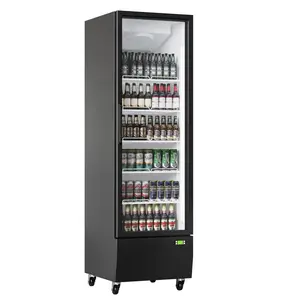 Garvee Commercial Display Refrigerator, 13.4 Cu.Ft, Glass Door, Beverage Cooler, 5 Adjustable Shelves, Bar Fridge, Commercial Display, Large Capacity, Black, for Restaurant, Store, Bar, Single Door