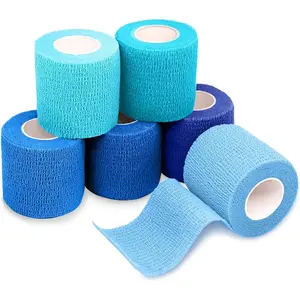 Self Adhesive Bandage Wrap, Medical Tape in First Aid Kit, Cohesive Bandages for Wounds Sport Vet, 2 Inches X 5 Yards 6 Rolls, Ocean