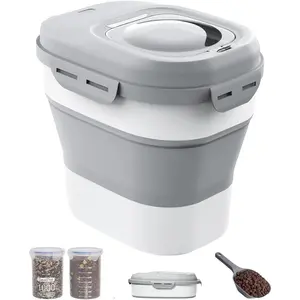30-35 Lbs Dog Food Storage Container Collapsible Dog Food Container with Airtight Lids, Wheels, Scoop and 2pcs Food Storage Containers, Large Pet food storage for Dog, Cat