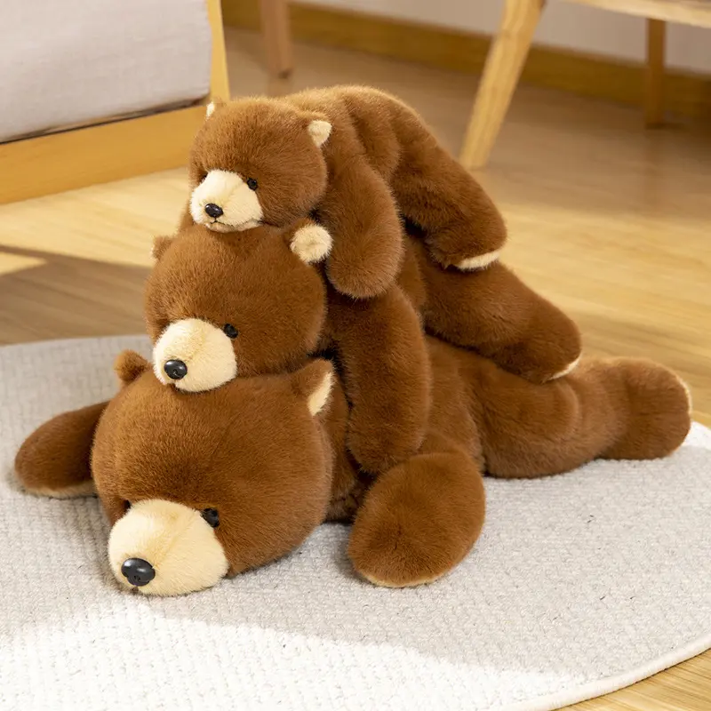 Doll Tribe Realistic Giant Panda Plush Zoo Lying Polar Bear Brown Bear Animal Mini Plush Toy
