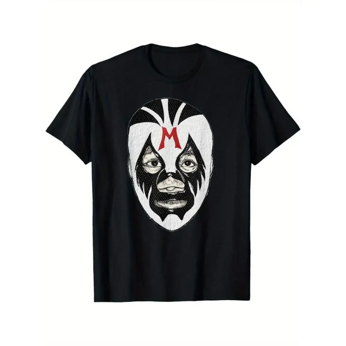 Women's Soft Streetwear Graphic Tee - Mil Mascaras Mexican Movie Wrestler Legend Print, 180g Cotton Fabric, Short-Sleeve Casual Top, Relaxed Fit, Day Wear, Shortsleeve
