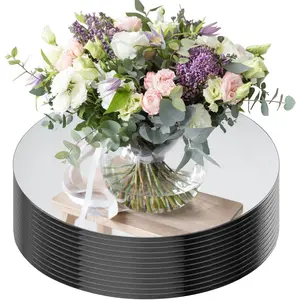 12" Round Mirror Trays Plates for Table Centerpieces, 2mm 12 PCS, Suitable for Wedding Decorations, Baby Shower Party, Christmas Decorations