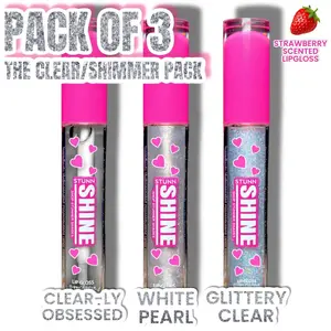 3 Pack Clear Lipgloss Bundle - Clear-ly Obsessed, Shimmery White Pearl & Glittery Clear Lipgloss