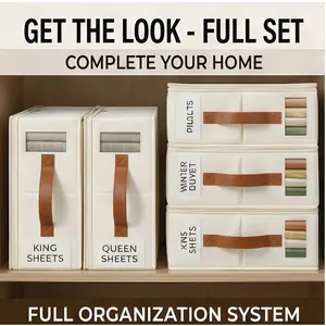 Bed Sheet Organizer with Clear Window & Label Durable Oxford Fabric for Aesthetic Kitchen Utensils Storage