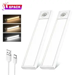 LED Motion Sensor Under Cabinet Light, Waterproof USB Rechargeable Strip Lamp, Wall Mount Indoor Night Light for Kitchen, Bathroom, Stairs, Closet and Garage, Soft Ambient Home Decor Lighting
