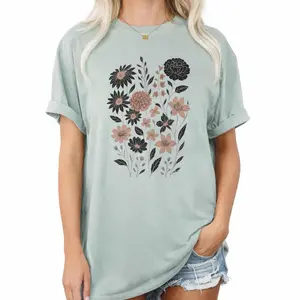 Comfort Colors Wildflower Shirt, Botanical Floral Graphic Tee, Minimalist Flower Shirt, Gift for Flower Lovers
