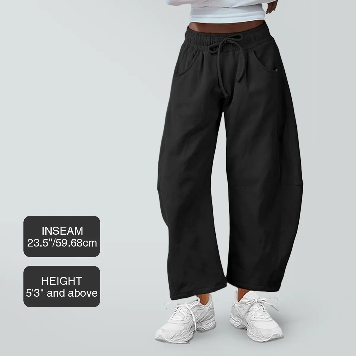 Drawstring Elastic Waist Joggers Breathable Wide Leg Pants with Pockets for Pear Shape Teacher Outfits All Seasons Comfort​