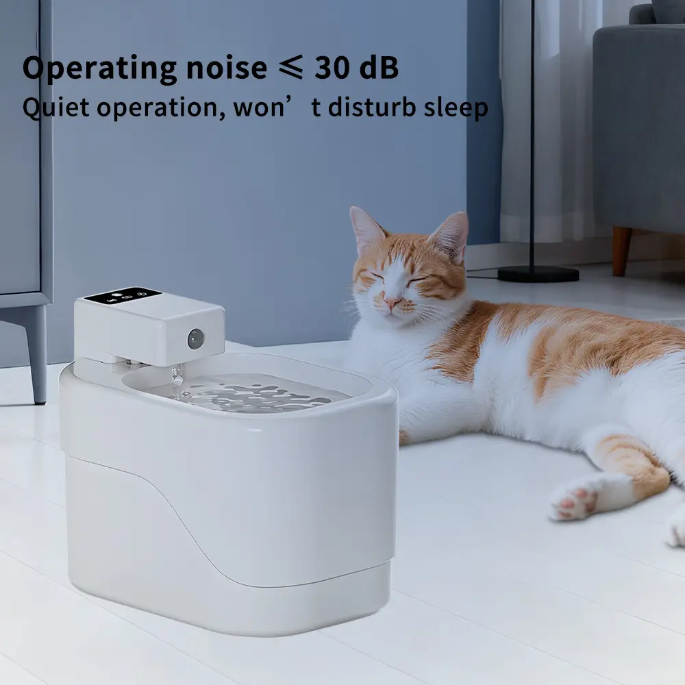 Wireless Smart Pet Water Fountain - 2000ml Motion Sensor Cat Drinking Fountain with 2500mAh Rechargeable Battery, Ultra-Quiet Automatic Dispenser (White)cat water fountain