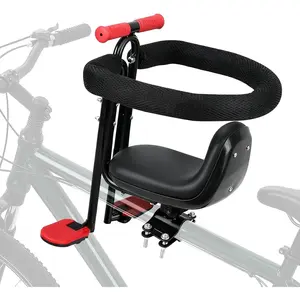 Child Seat for Bike, Front Mounted Child Bike Seat, Fully Enclosed Guardrail, Height Adjustable Foot Pedals, Toddler Bike Seat for Adult Bicycles for 2-5 Years