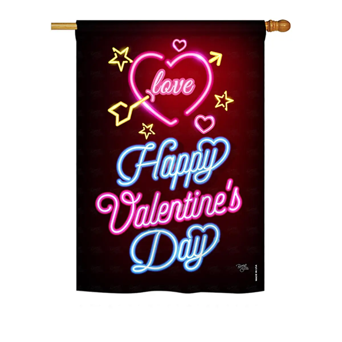 Breeze Decor BD-VA-H-101057-IP-BO-DS02-US 28x40 in. Print Hanging Valentine's Seasonal Impressions Vertical House Banner, Neon Love Theme