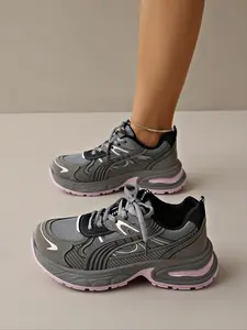 Women's Height Increasing Sneakers, Casual Breathable Comfort Outdoor Shoes, Stylish Patchwork Design for Daily Wear & Outdoor Activities